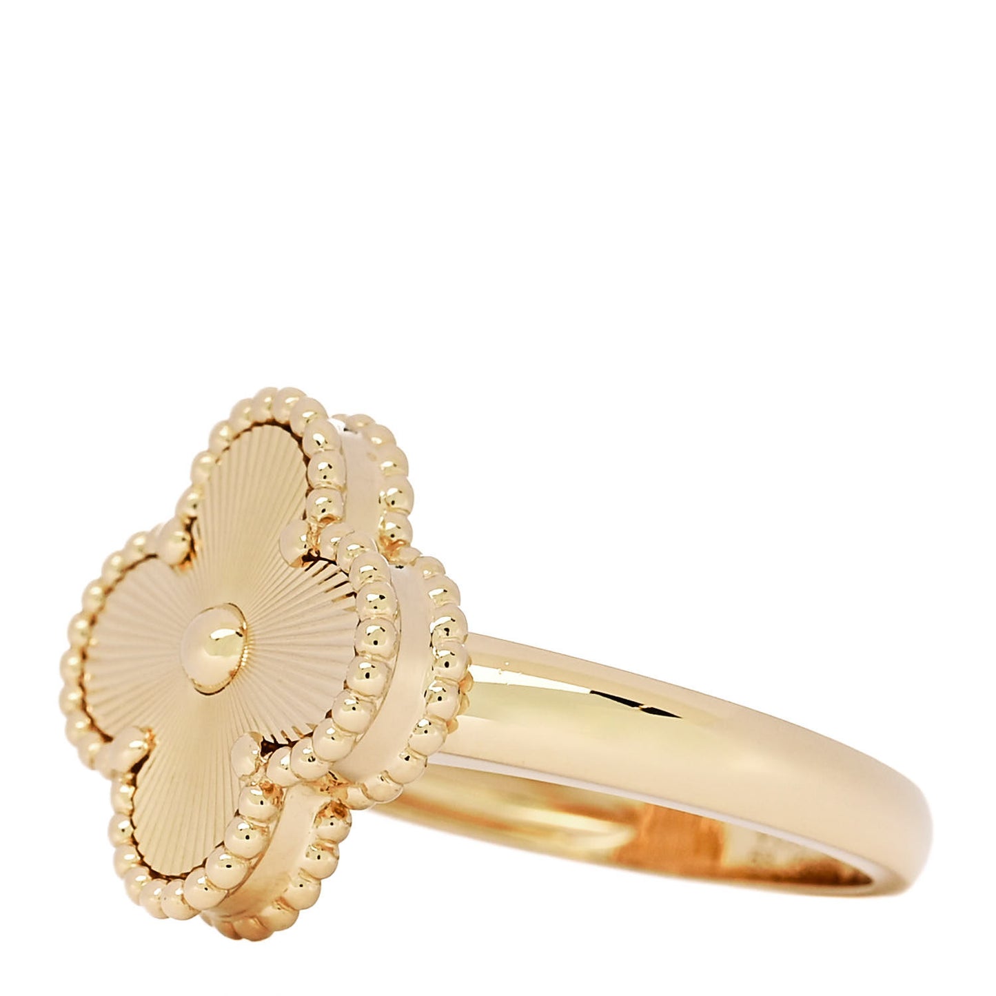 18K Yellow Gold Guilloche Vintage Alhambra Ring 53 6.5