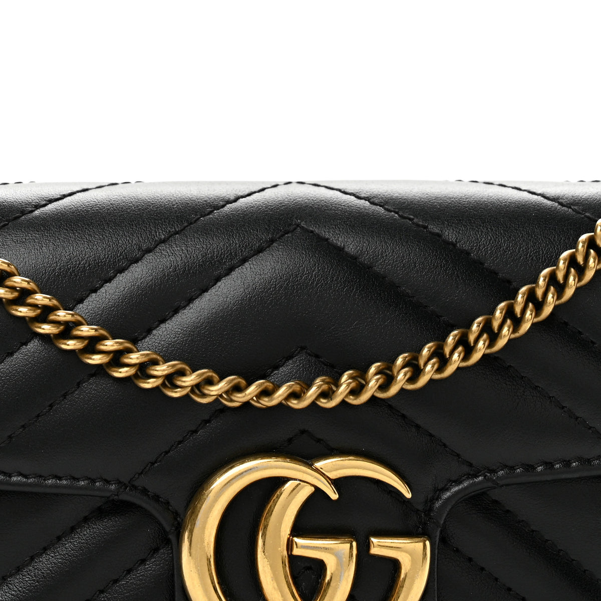 Gucci Calfskin Matelasse Super Mini GG Marmont Shoulder Bag Black 7 of 12