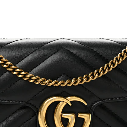 Gucci Calfskin Matelasse Super Mini GG Marmont Shoulder Bag Black 7 of 12