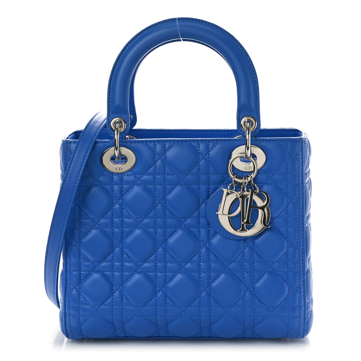 Lambskin Cannage Medium Lady Dior Blue Persan