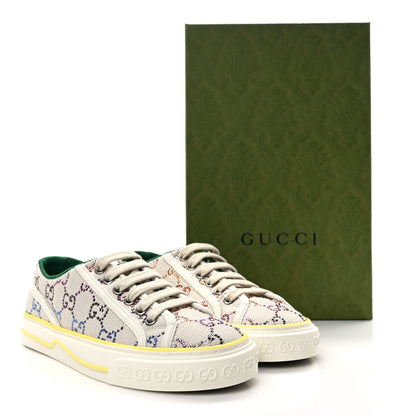 Gucci Canvas Lame Crystal GG Monogram Womens 1977 Tennis Sneakers 36 Gardenia Silver Mystic White 8 of 8