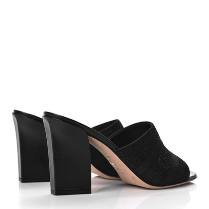 Christian Dior Cotton Embroidered Dway 85mm Slide Sandals 39 Black 4 of 9