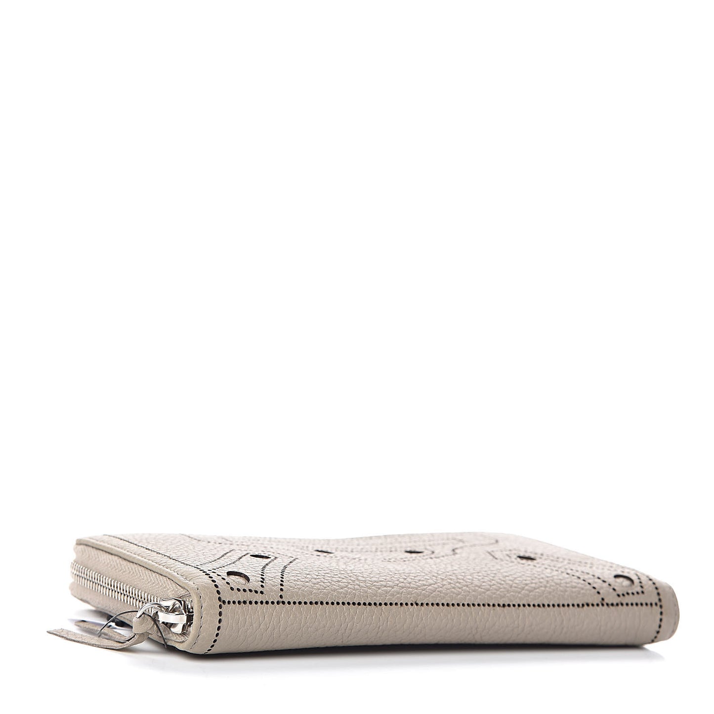 Veau Grana Perforated Blackout Hardware Continental Zip Around Wallet Gris Cendre