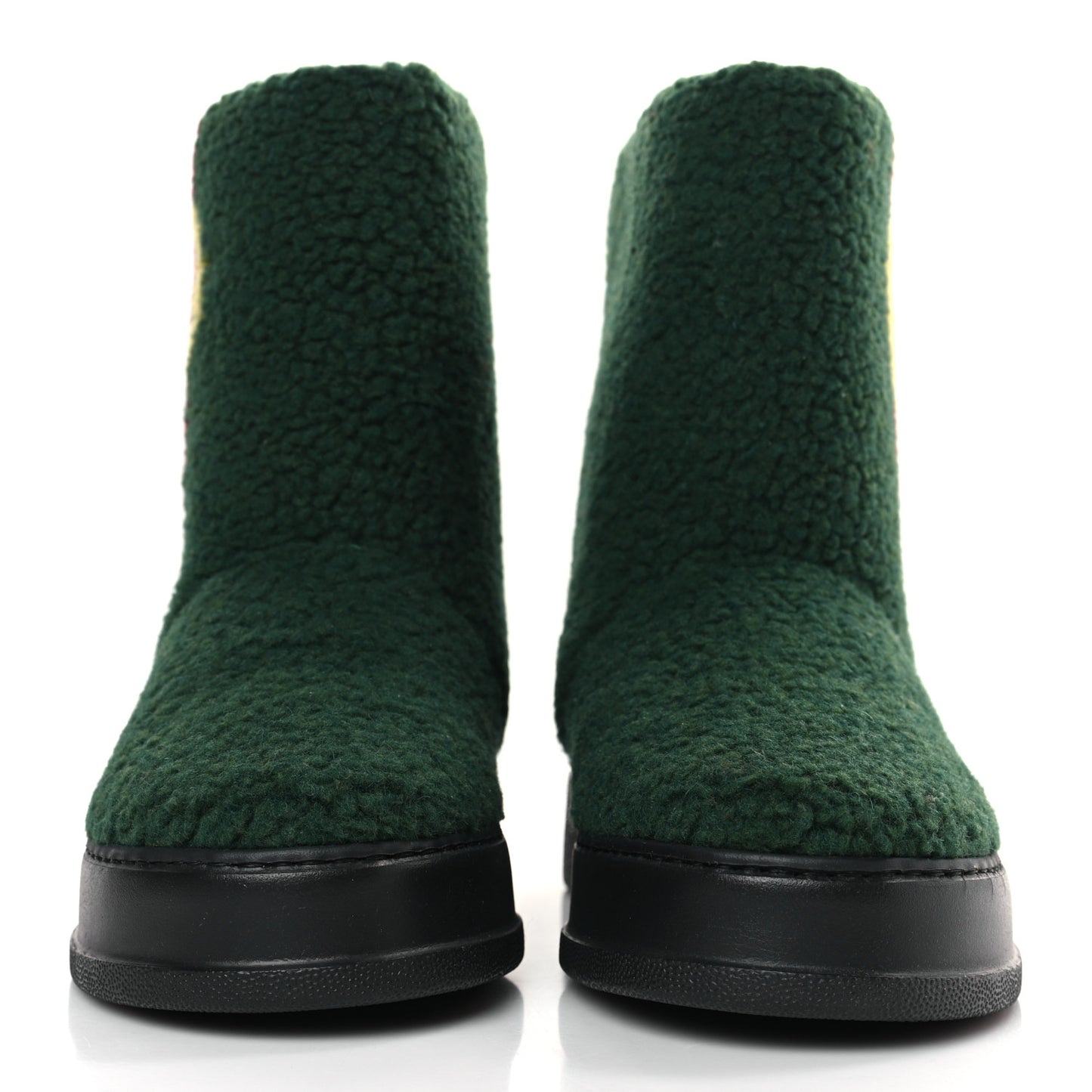 Auckland Interlock Furry Teddy Ankle Boots 41 Green Red Yellow