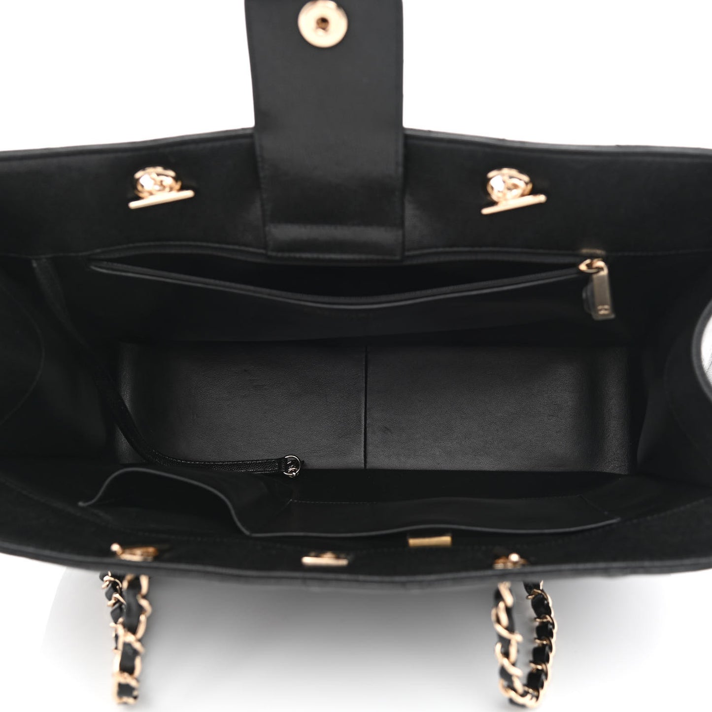 Caviar Quilted Large Shopping Tote Black