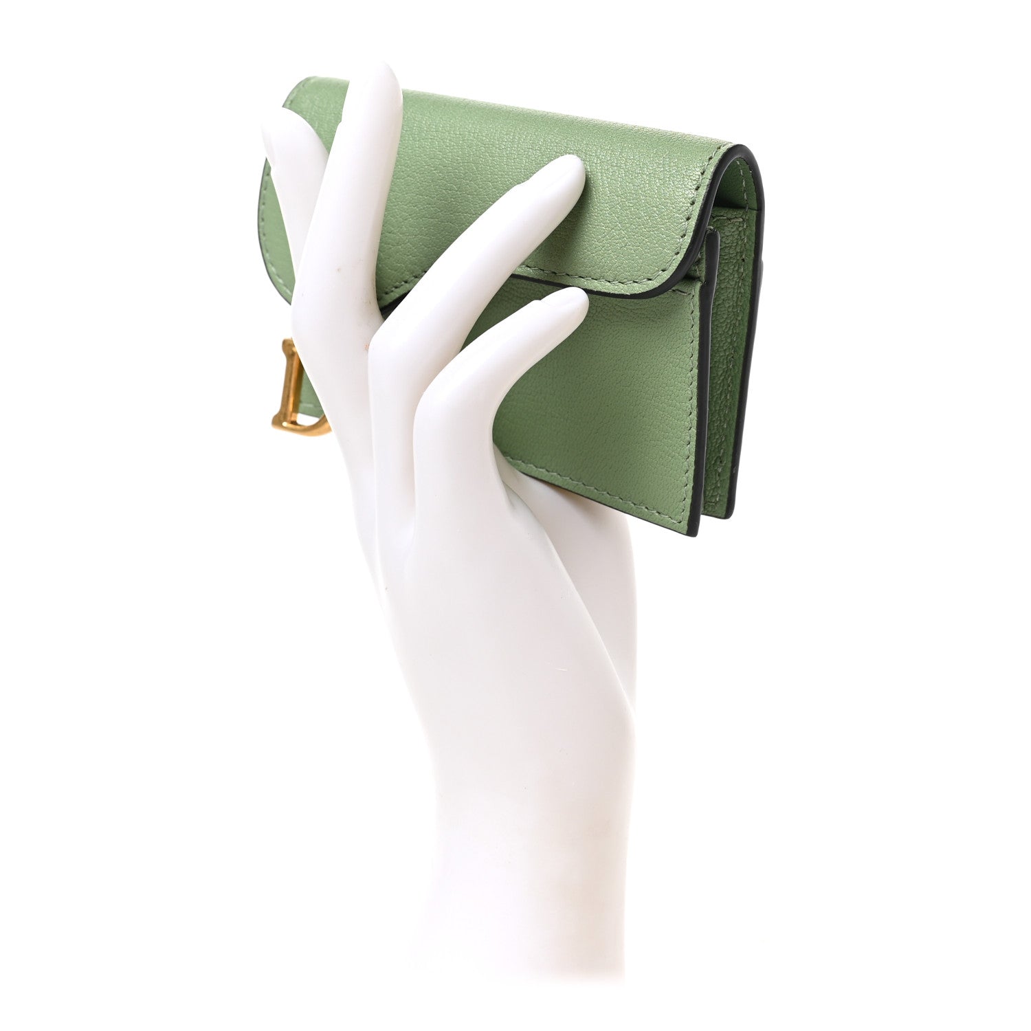 Christian Dior Goatskin Saddle Card Holder Light Green 2 of 7