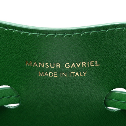 Mansur Gavriel Calfskin Twist Drawstring Bucket Bag Grass 6 of 9