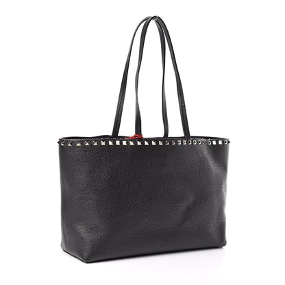 Valentino Garavani Grained Calfskin Small Rockstud Shoulder Tote Black 3 of 9