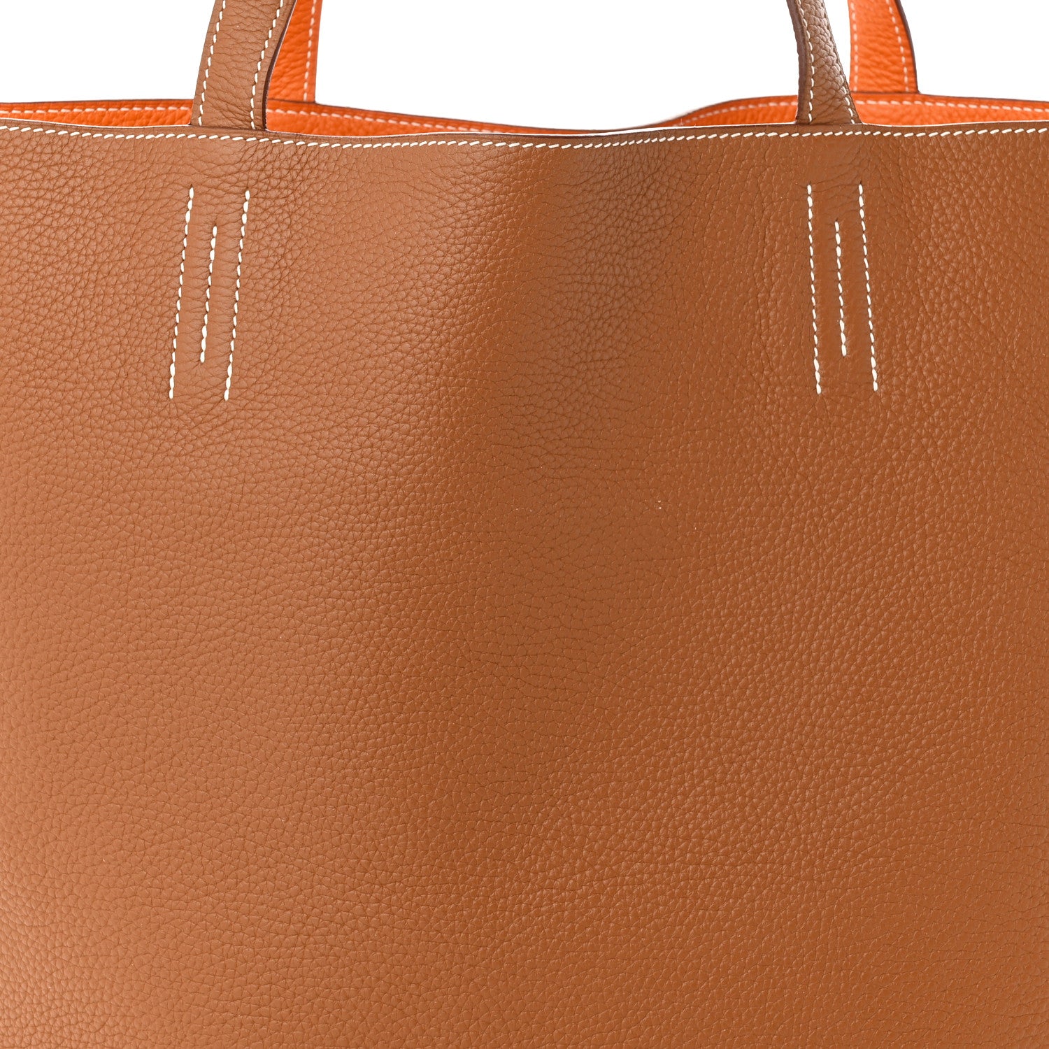 Hermes Taurillon Clemence Double Sens 45 Reversible Tote Orange Gold 12 of 18