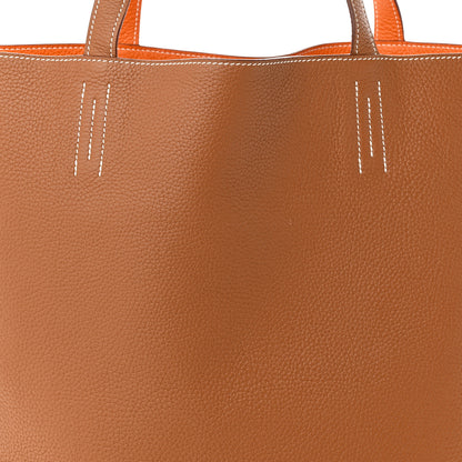 Hermes Taurillon Clemence Double Sens 45 Reversible Tote Orange Gold 12 of 18