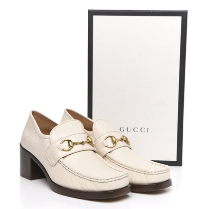 Gucci Malaga Kid Horsebit Loafer Pumps 39.5 White 10 of 10