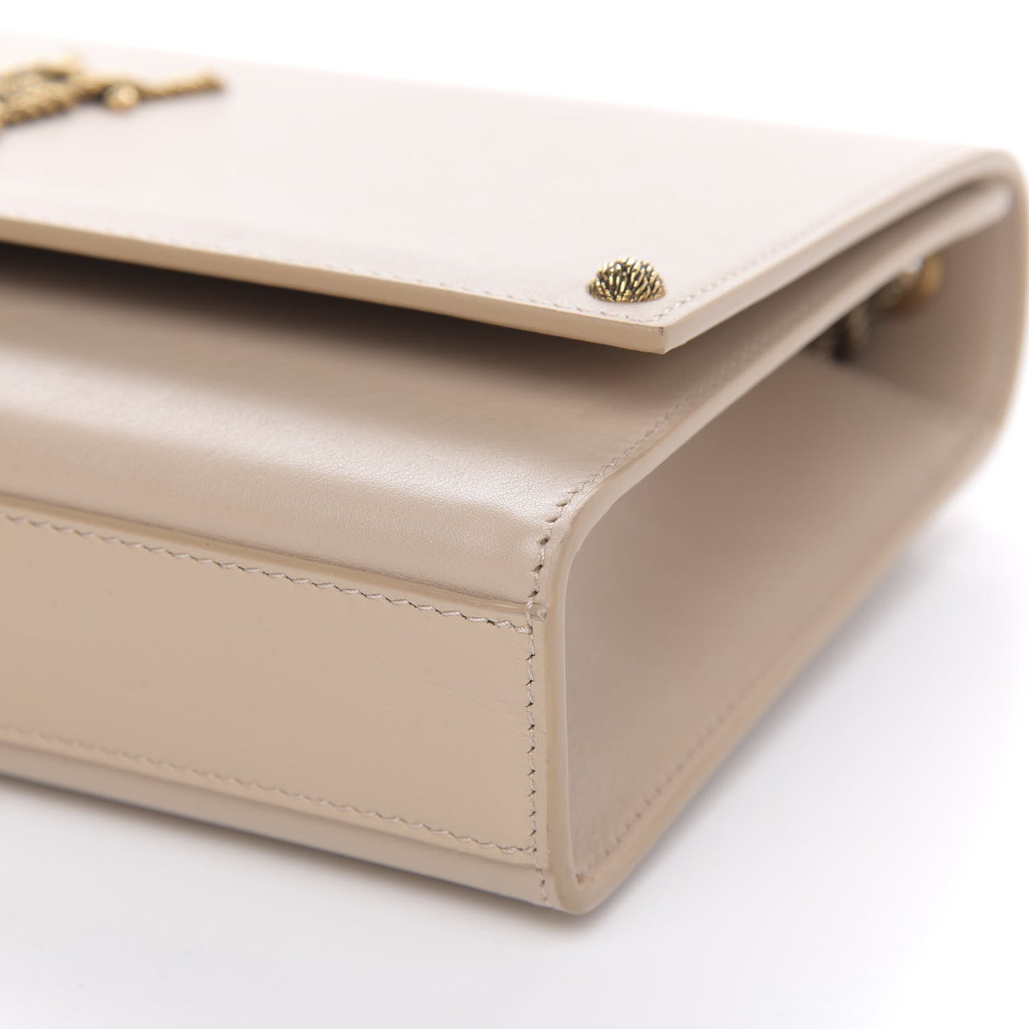 Smooth Calfskin Medium Braided Monogram Kate Satchel Nude Powder