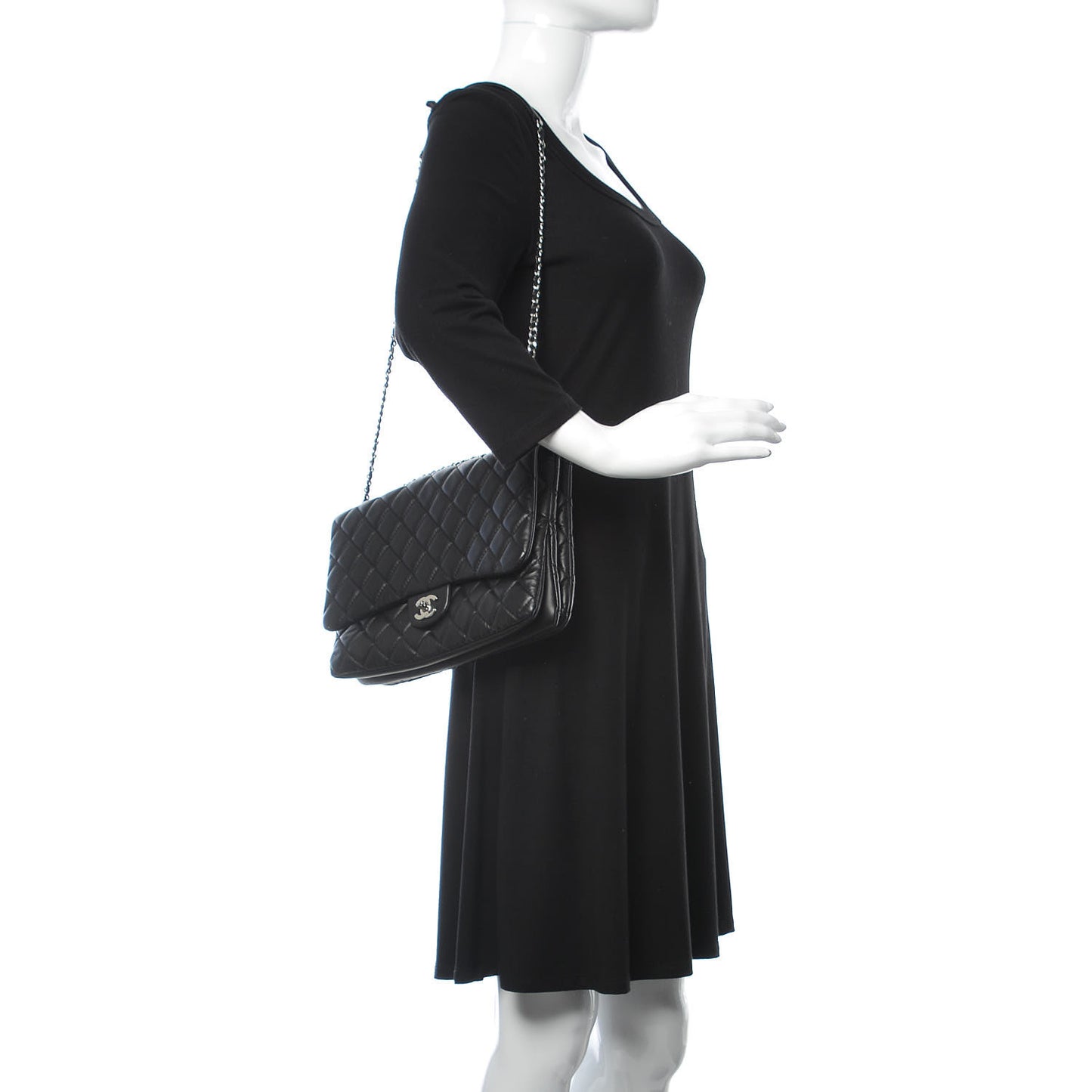 Calfskin Quilted Tender Touch Flap Bag Black