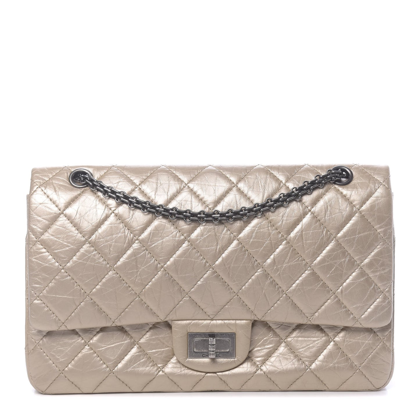 Metallic Aged Calfskin Quilted 2.55 Reissue 227 Flap Light Gold
