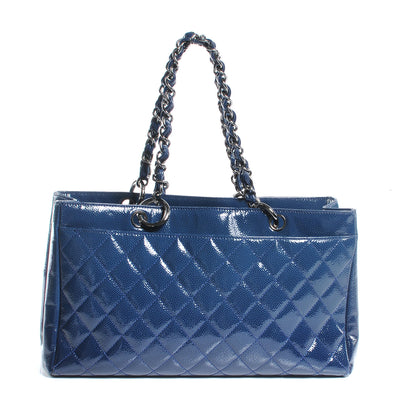 Chanel Patent Caviar Diamond Shine Small Reissue Tote Blue 3 of 7