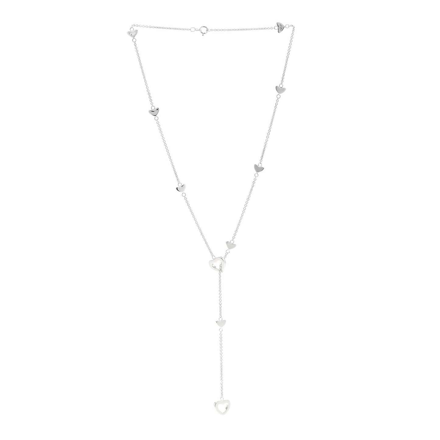 Sterling Silver Heart Lariat Necklace