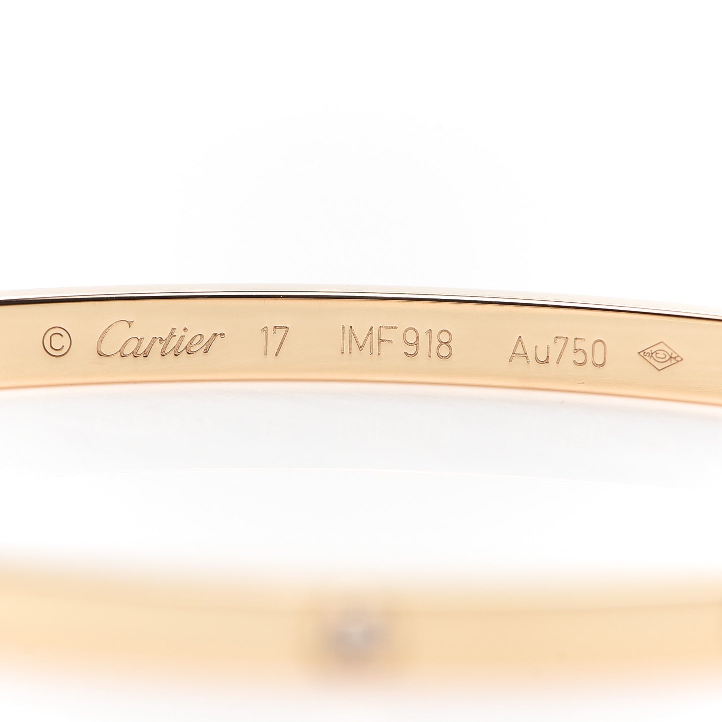 18K Yellow Gold 6 Diamond Small LOVE Bracelet 17