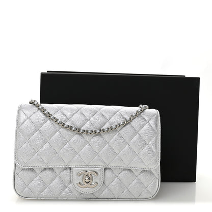 Chanel Metallic Caviar Quilted Medium CC Slide Flap Silver Silver 11 of 11