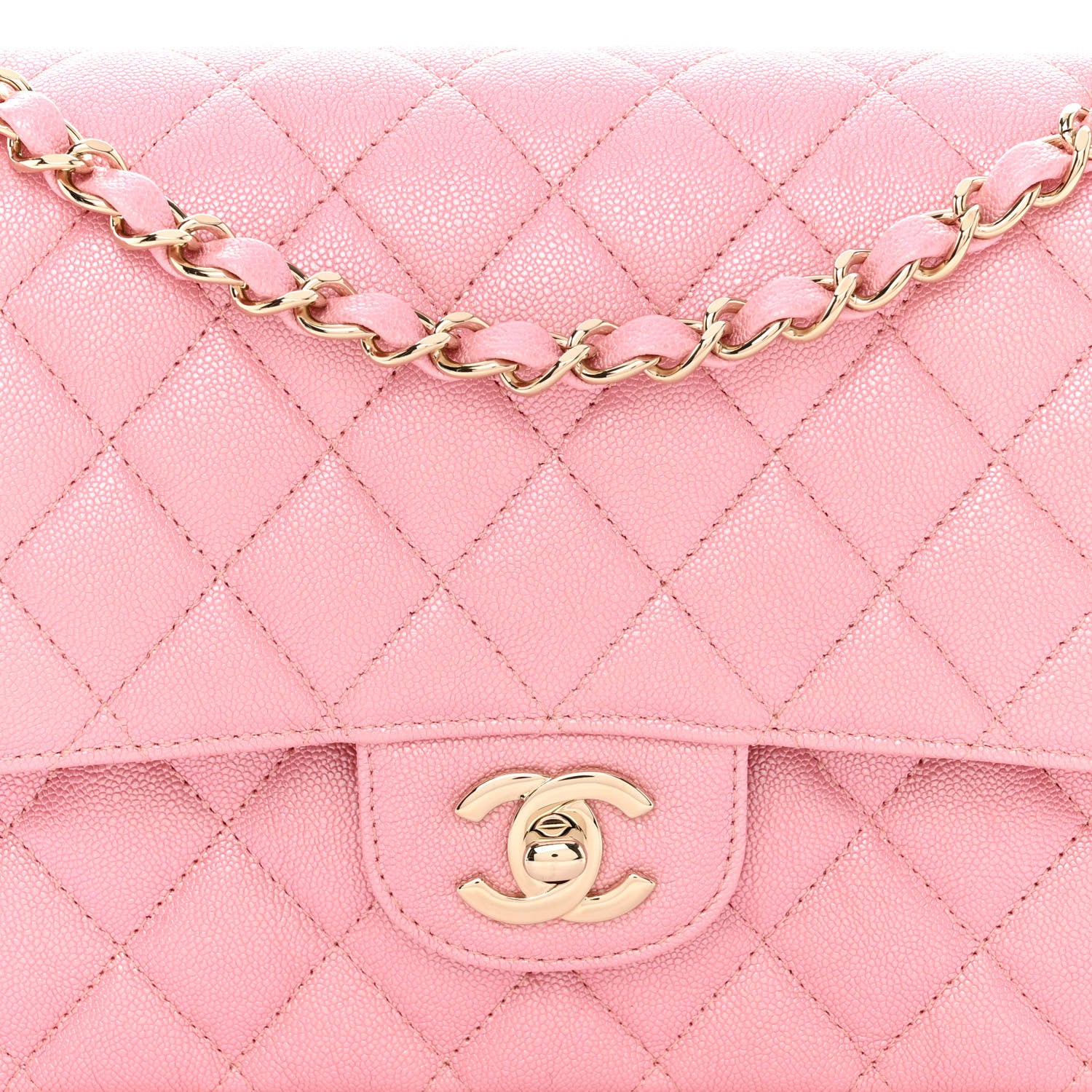 Chanel Iridescent Caviar Quilted Medium Double Flap Rose Pink 8 of 11