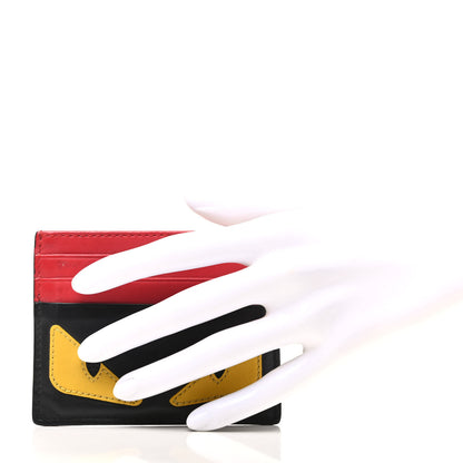 Fendi Vitello Century Monster Eyes Inlay Card Holder Black Giallo Rosso 2 of 10