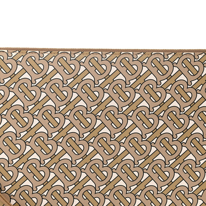Burberry Calfskin Monogram Panola Zip Pouch Beige 8 of 10