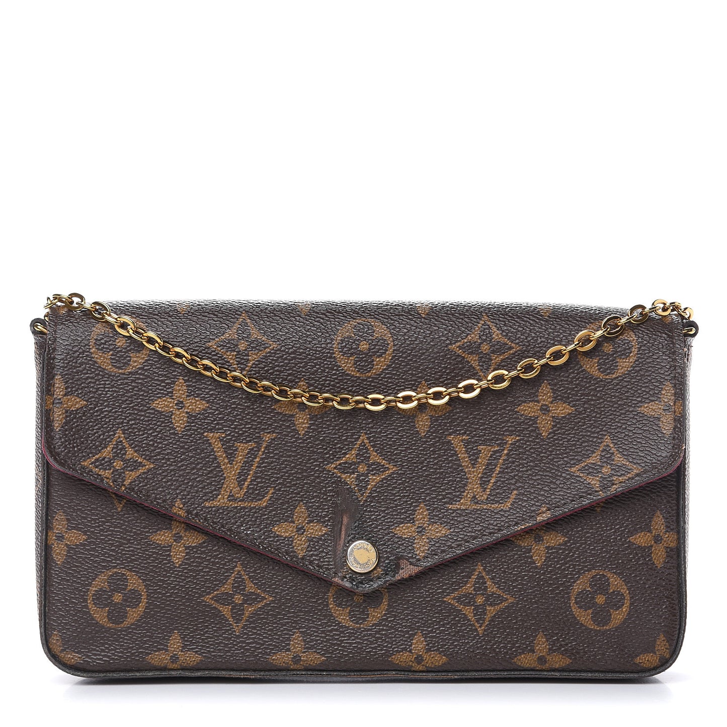 Monogram Pochette Felicie Chain Wallet Fuchsia
