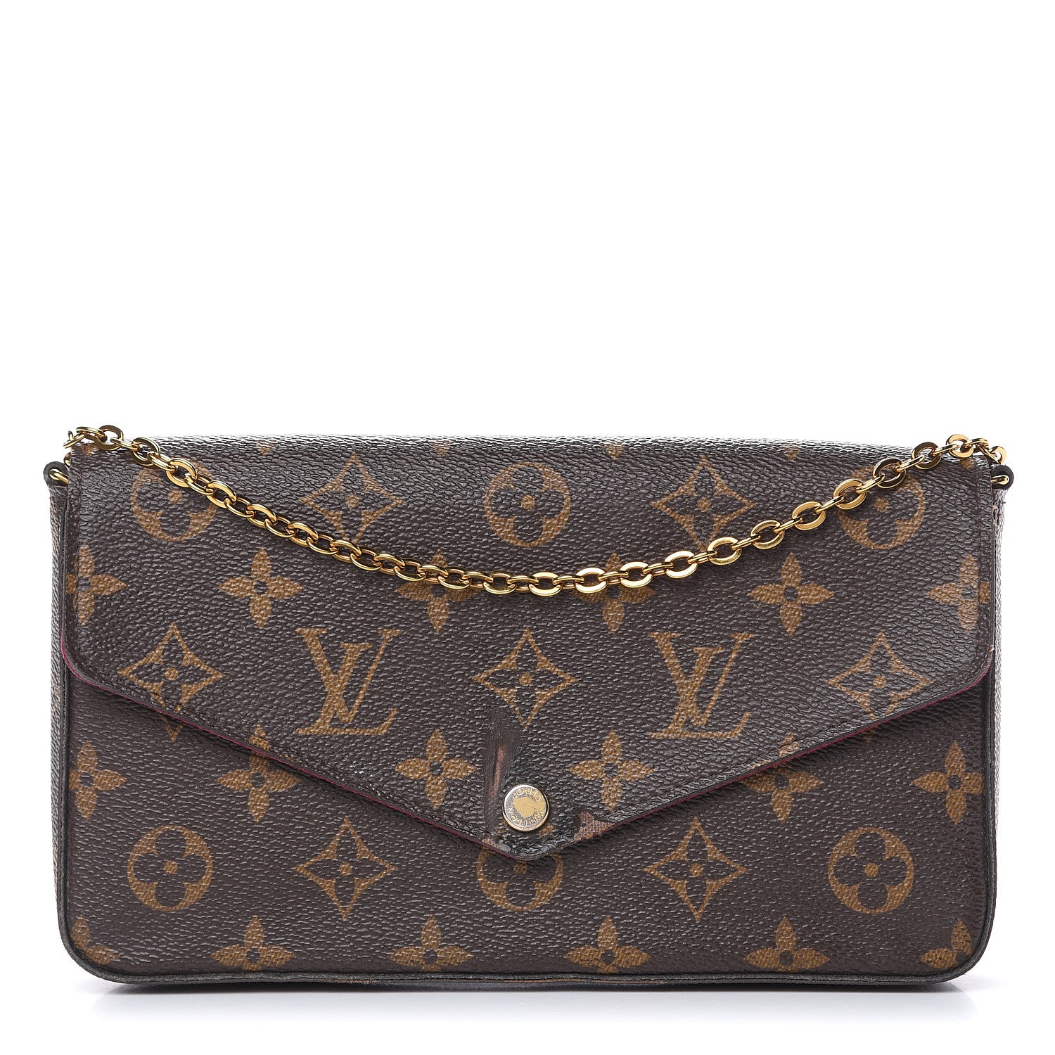 Louis Vuitton Monogram Pochette Felicie Chain Wallet Fuchsia 1 of 15