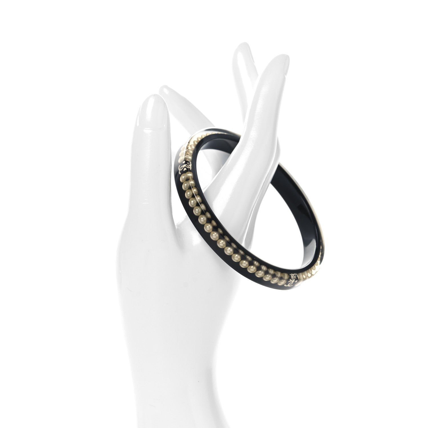 Chanel Resin Pearl CC Bangle Black 2 of 6