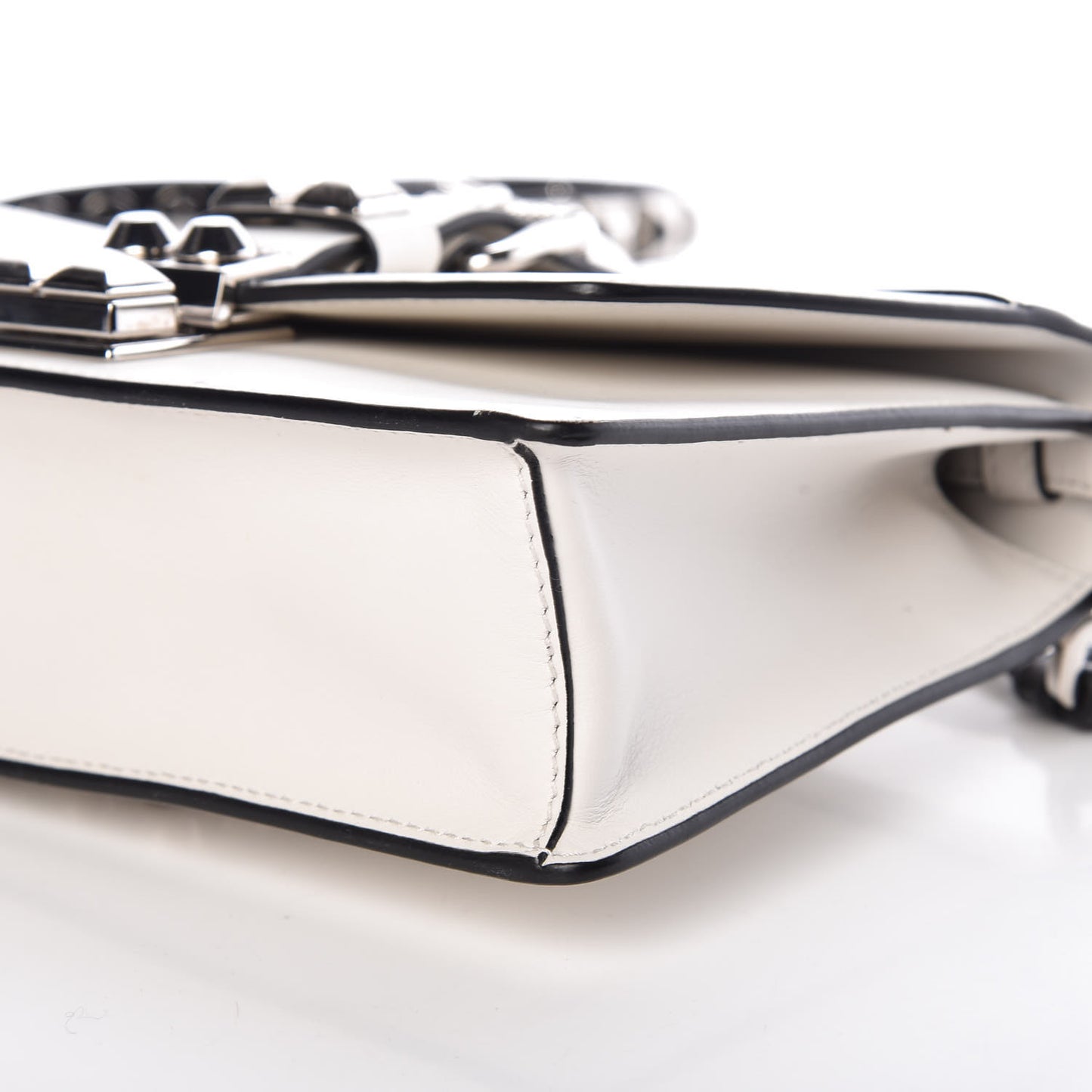 Saffiano City Calfskin Studded Small Elektra Shoulder Bag White