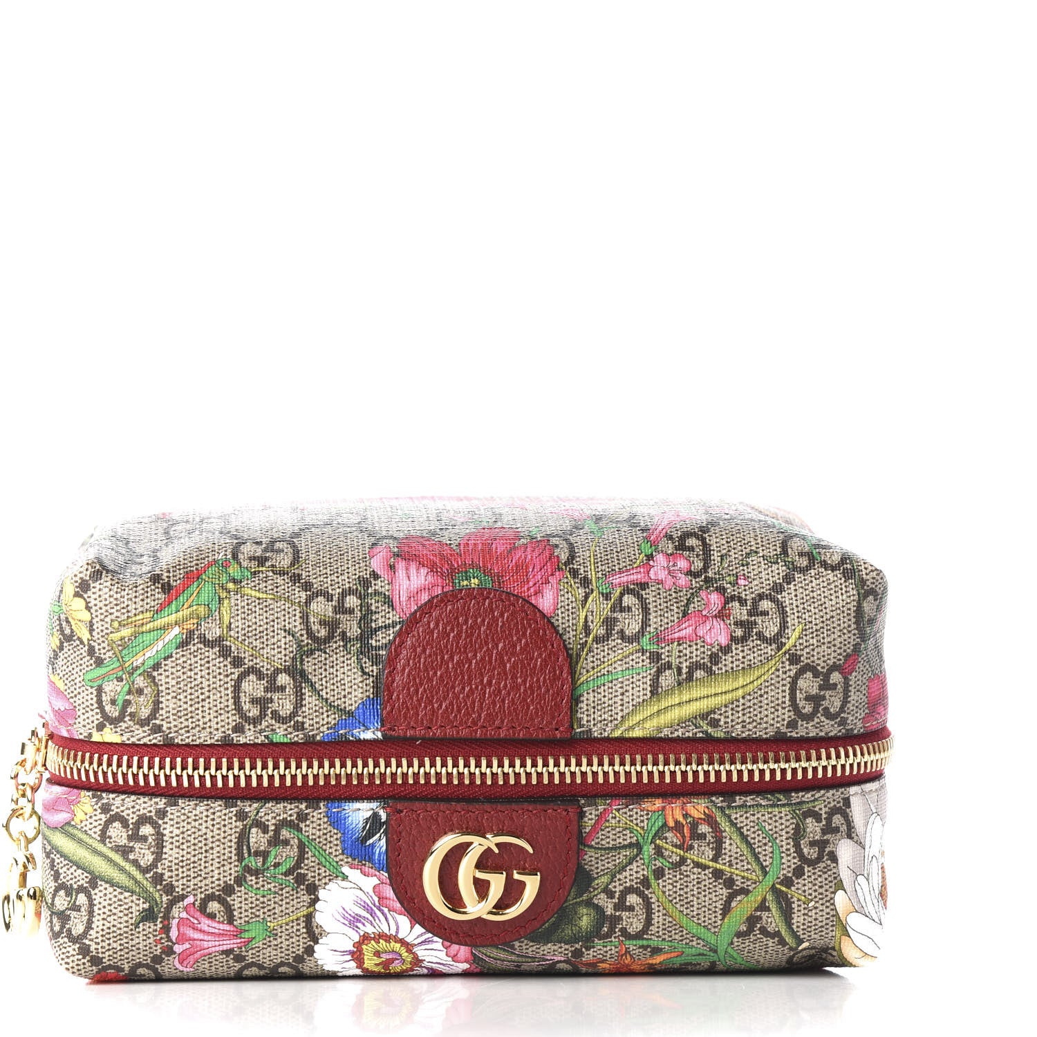 Gucci Soft GG Supreme Monogram Flora Calfskin Medium Ophidia Cosmetic Case Beige Ebony Multicolor Rosso 5 of 10