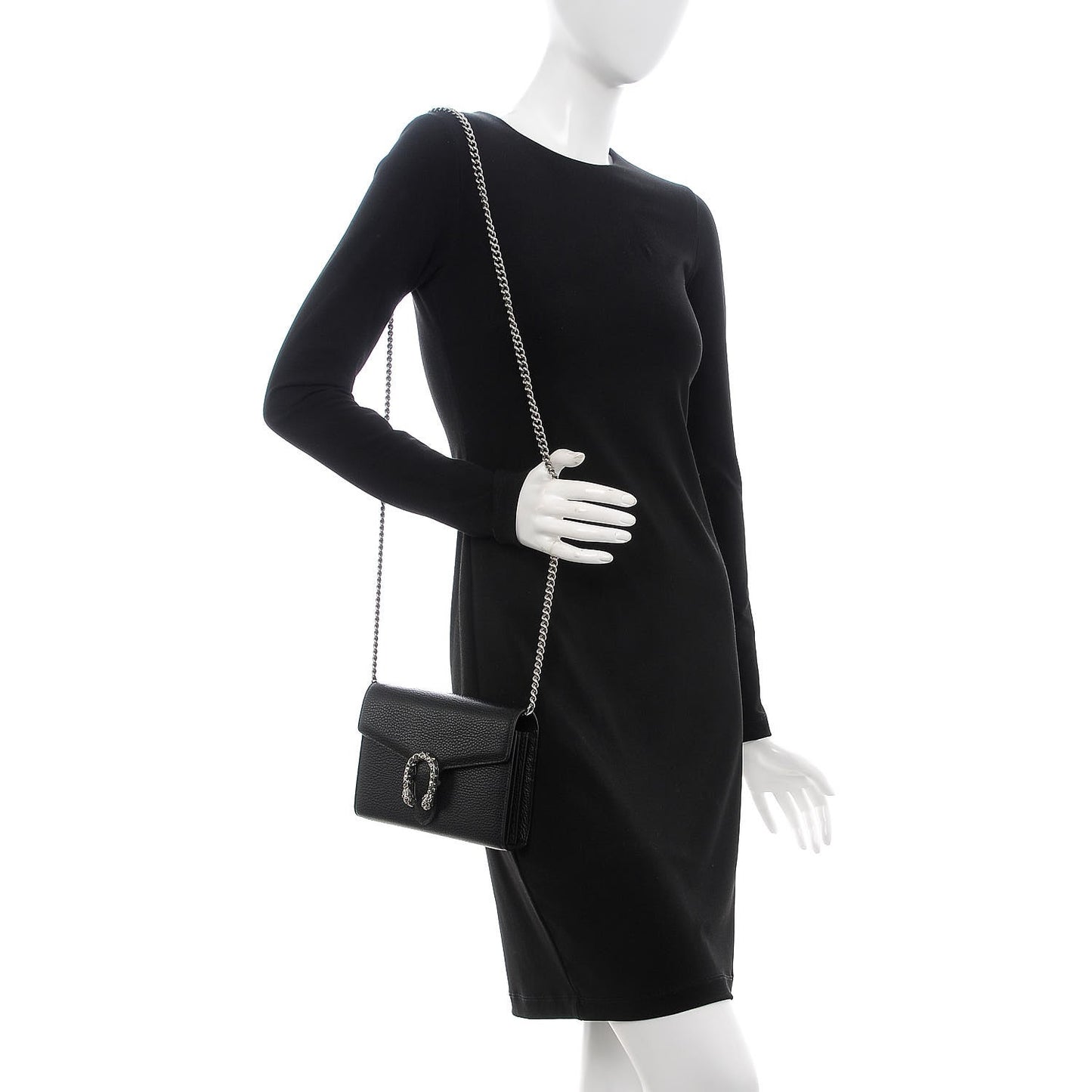 Calfskin Mini Dionysus Chain Wallet Black