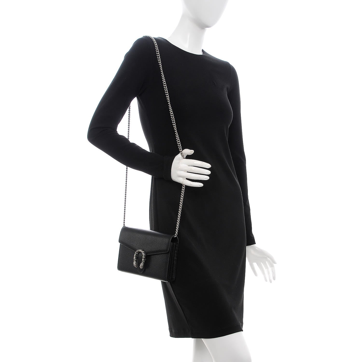 Gucci Calfskin Mini Dionysus Chain Wallet Black 2 of 8