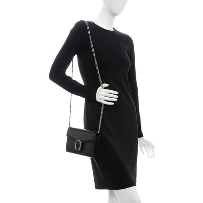 Gucci Calfskin Mini Dionysus Chain Wallet Black 2 of 8