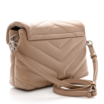 Saint Laurent Calfskin Y Quilted Monogram Toy Loulou Crossbody Bag Dark Beige 3 of 16