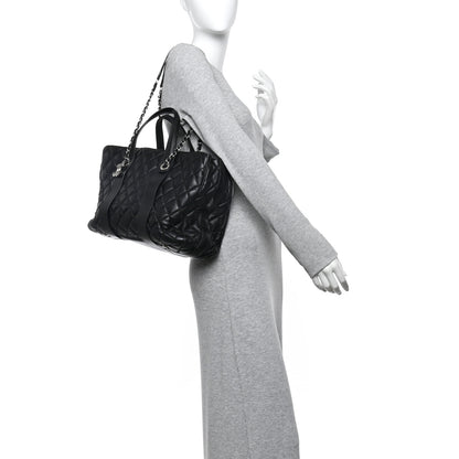 Chanel Lambskin Quilted Easy Carry Shopping Tote Black 2 of 17