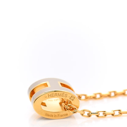 Hermes Lacquered Gold Mini Pop H Pendant Necklace Marron Glace 6 of 7
