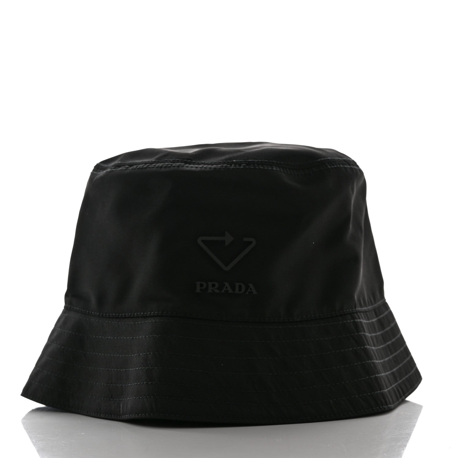 Prada Re-Nylon Rubber Logo Mens Bucket Hat L Black 3 of 8