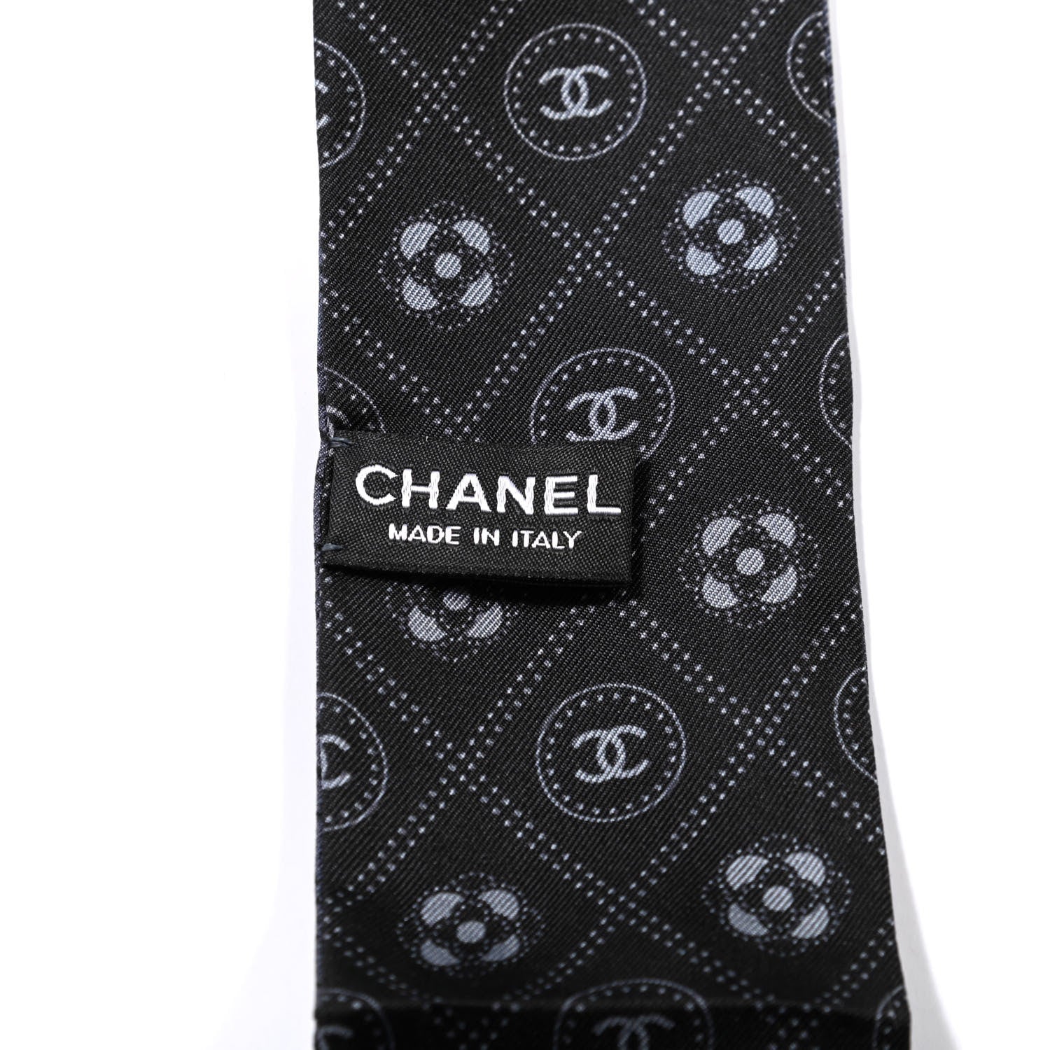 Chanel Silk CC Polka Dot Slim Bandeau Scarf Anthracite Black 2 of 3