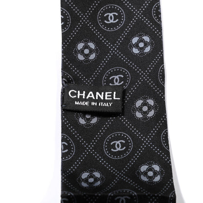 Chanel Silk CC Polka Dot Slim Bandeau Scarf Anthracite Black 2 of 3