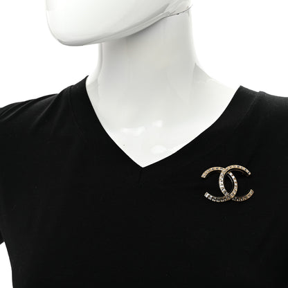 Chanel Baguette Crystal CC Brooch Black Gold 3 of 5