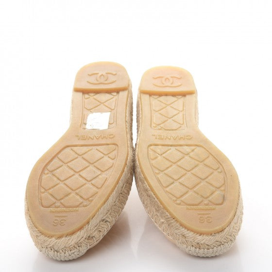 Lambskin Quilted CC Espadrilles 36 Beige