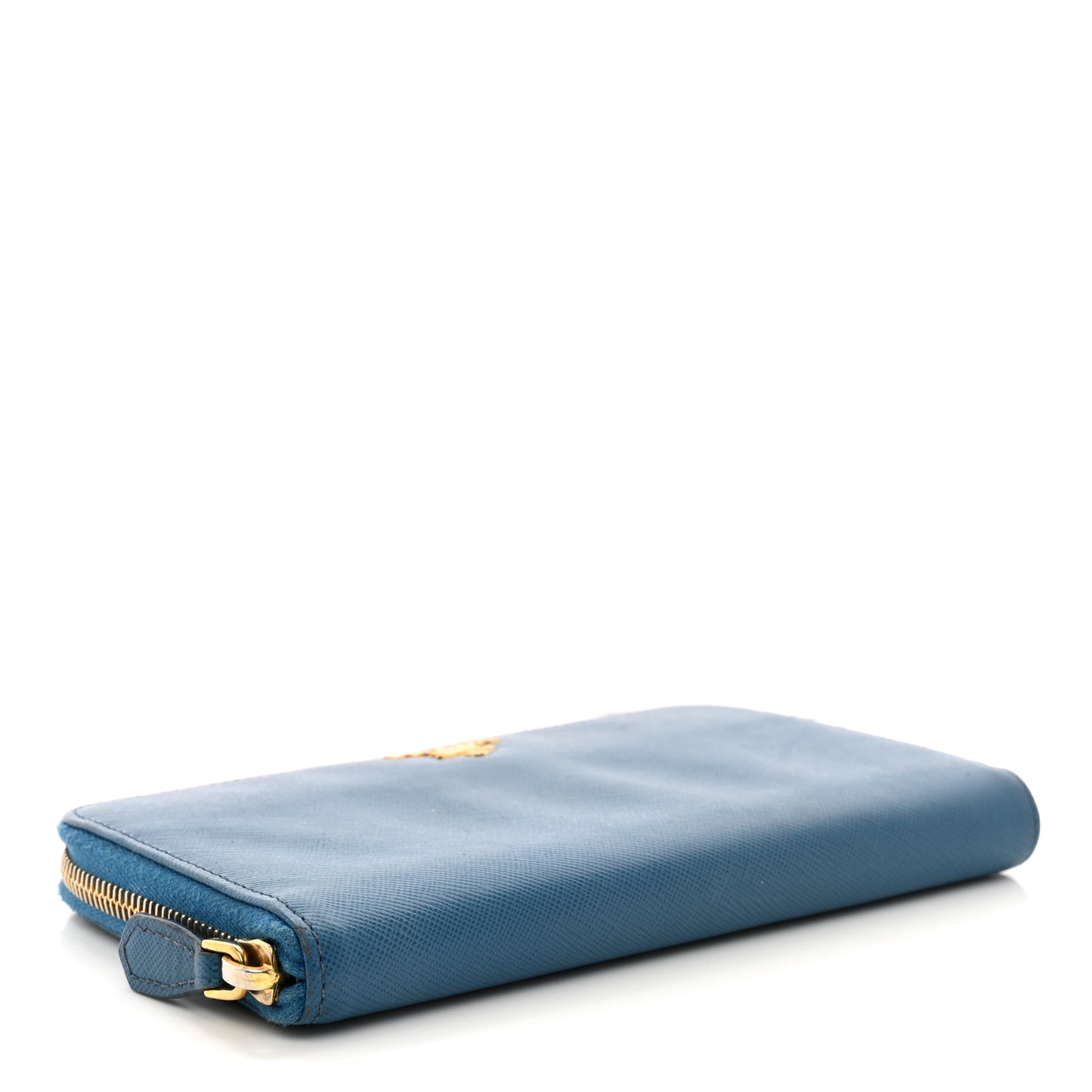Saffiano Metal Zip Around Wallet Cobalto