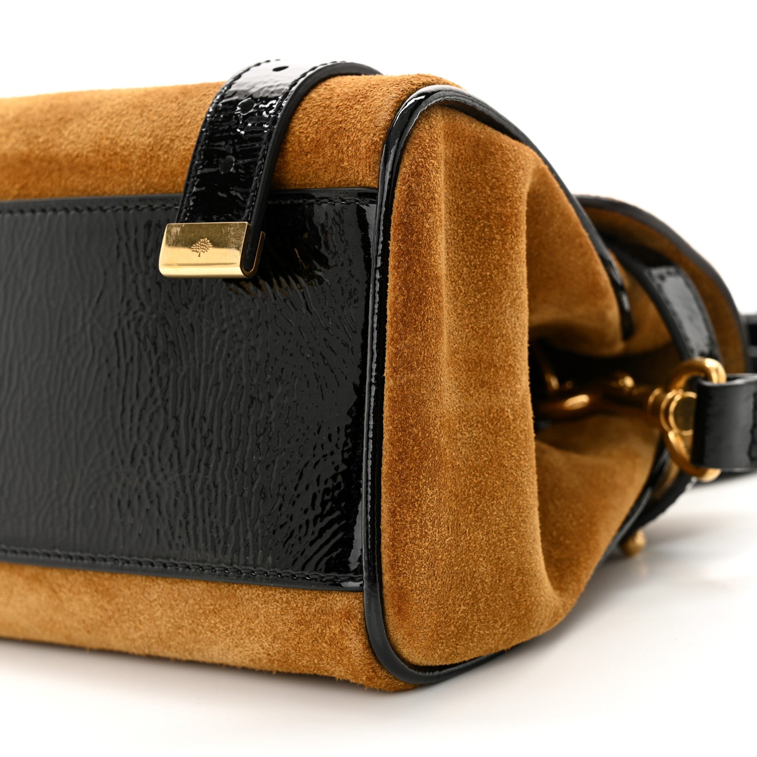 Mulberry X ALEXA CHUNG Suede Wrinkled Patent Mini Alexa Black Tan 9 of 9