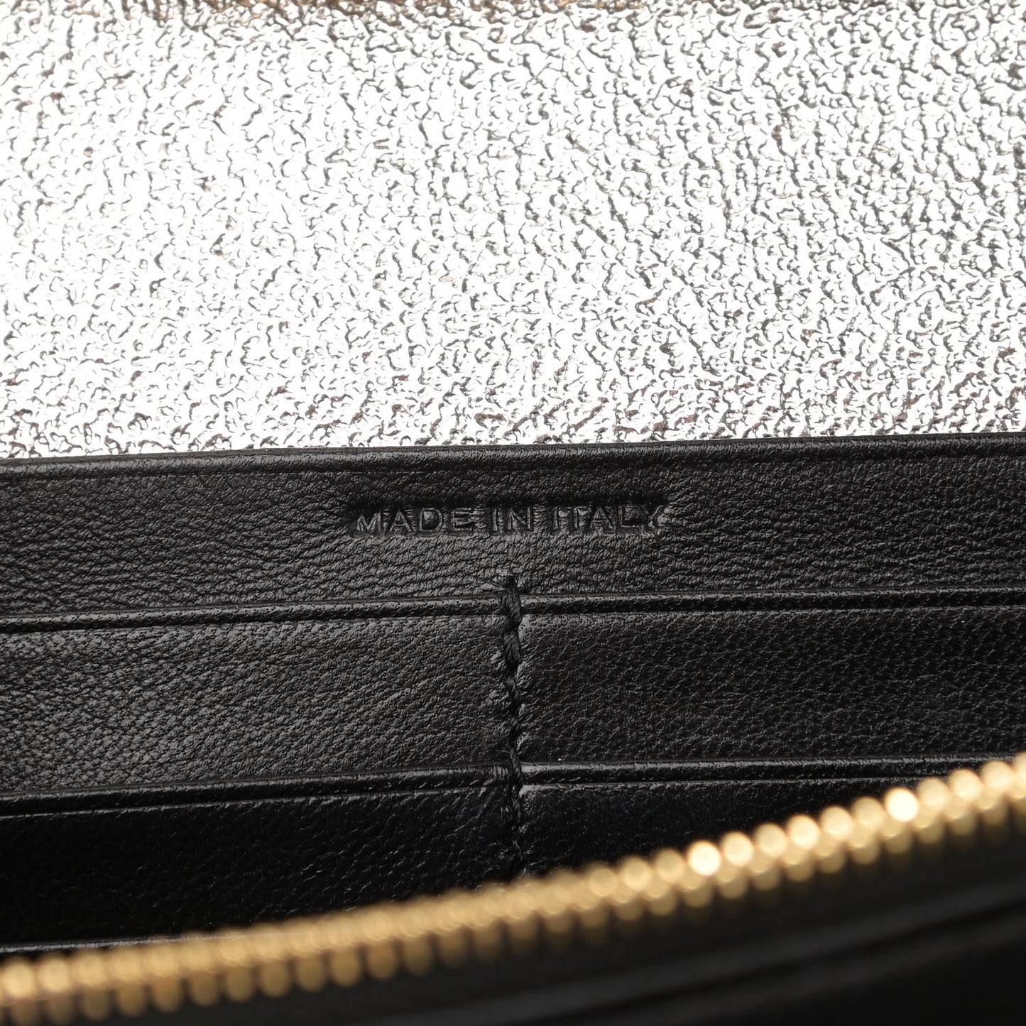 Metallic Grain De Poudre Matelasse Chevron Monogram Chain Wallet Gold
