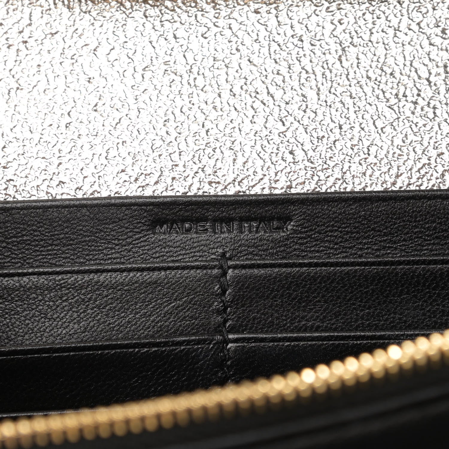 Saint Laurent Metallic Grain De Poudre Matelasse Chevron Monogram Chain Wallet Gold 7 of 15