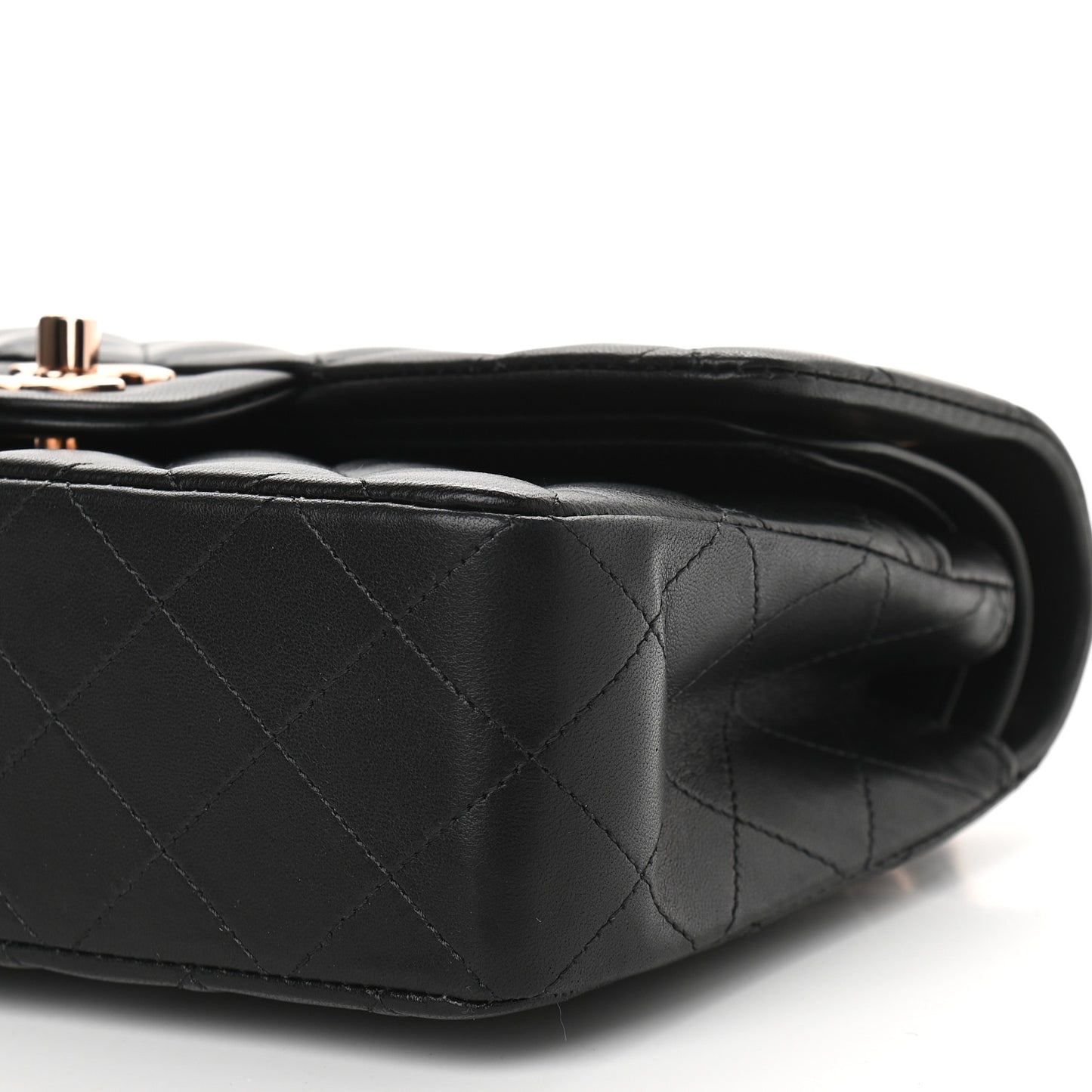 Lambskin Quilted Small Double Flap Black