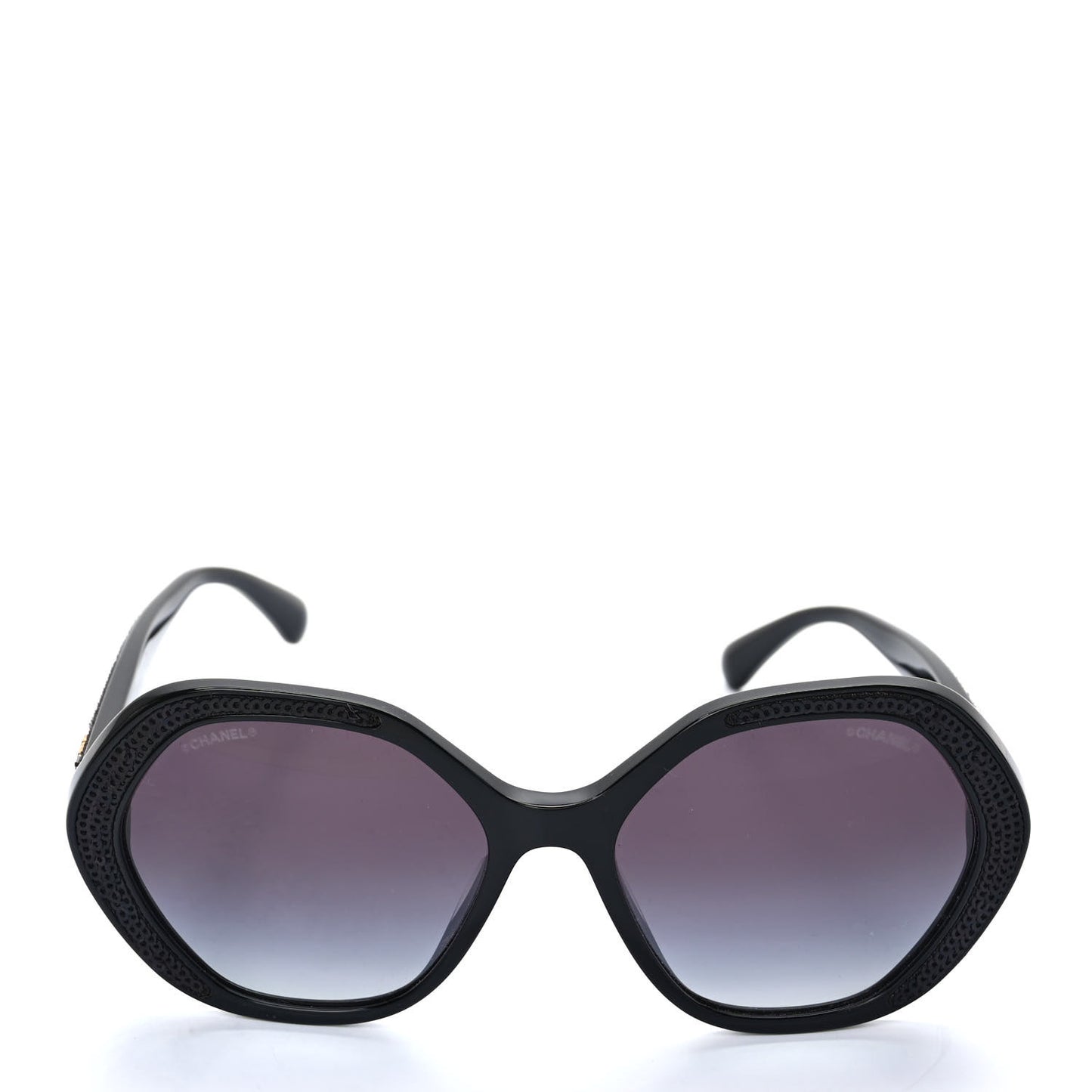 Acetate Sequin Round Sunglasses 5451-A Black