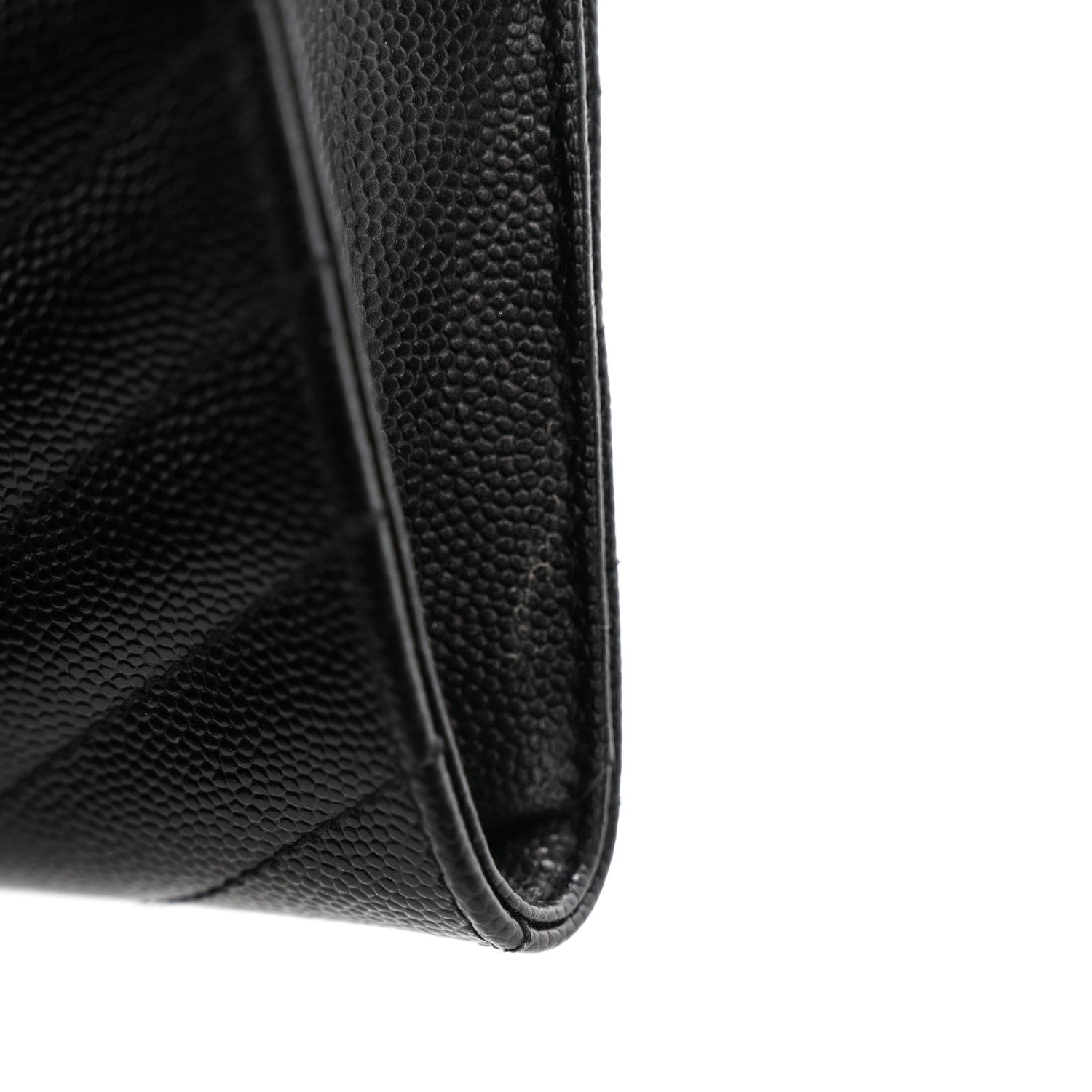 Saint Laurent Grain De Poudre Matelasse Chevron Small Monogram Envelope Wallet Black 8 of 10