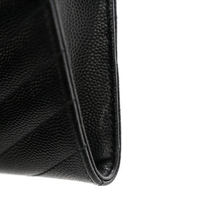 Saint Laurent Grain De Poudre Matelasse Chevron Small Monogram Envelope Wallet Black 8 of 10