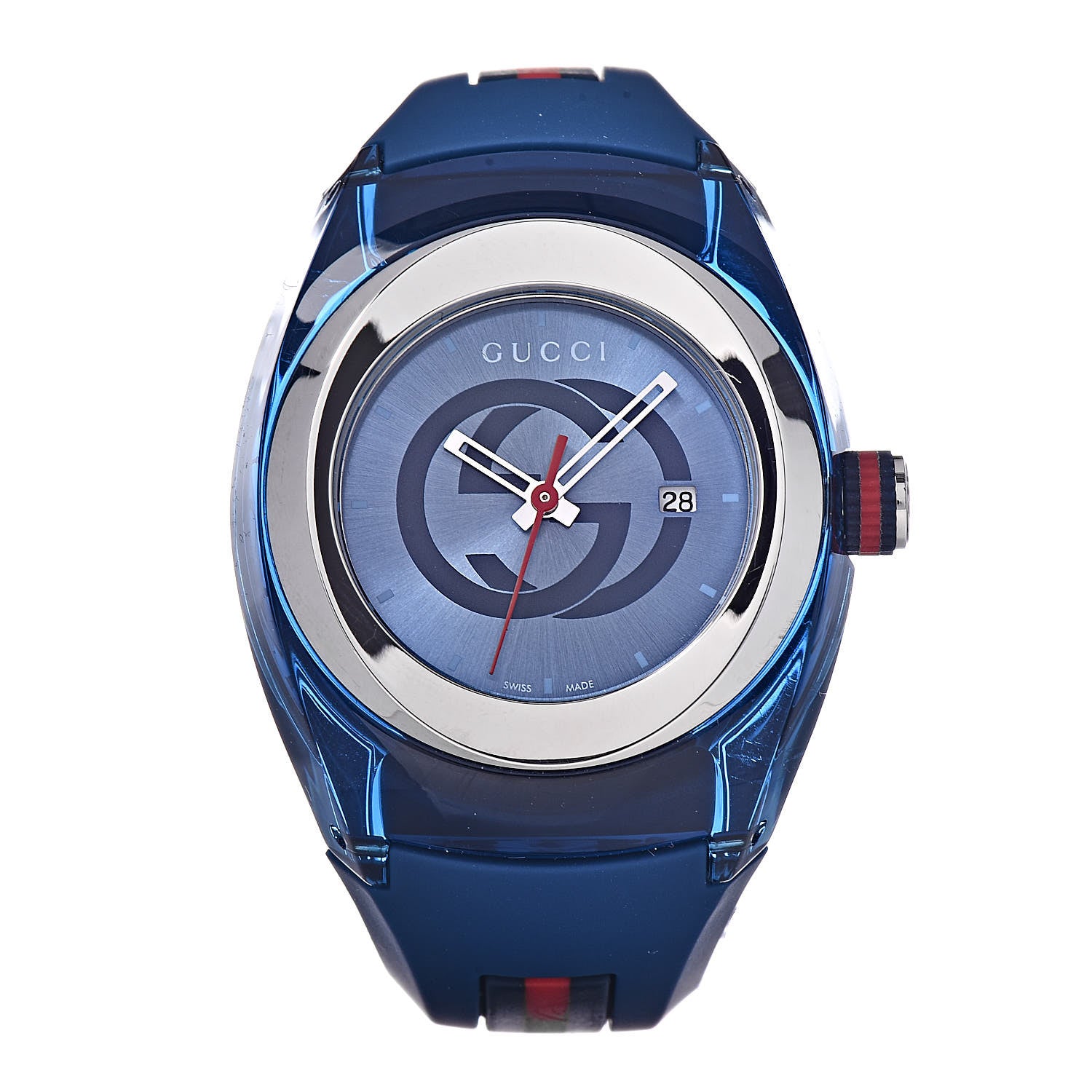 Gucci Stainless Steel Rubber 36mm Sync Web Quartz Watch Blue 1 of 7